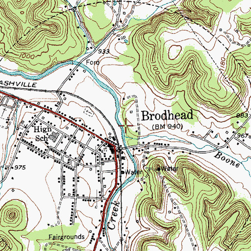 Topographic Map of Brodhead, KY