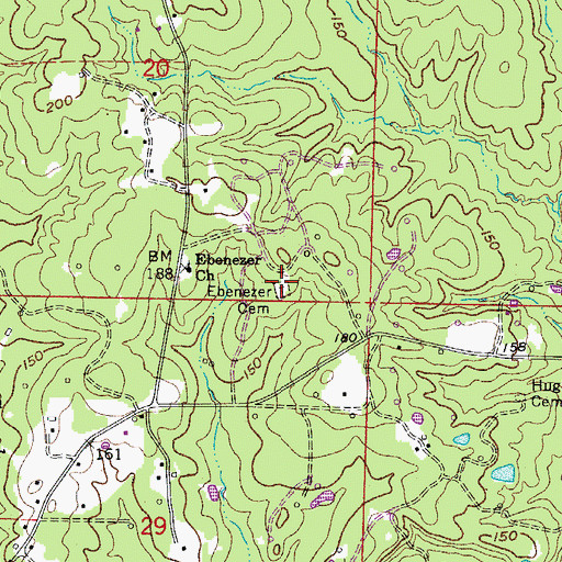 Topographic Map of Ebenezer Cemetery, AR