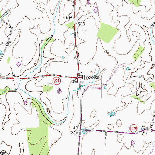 Topographic Map of Brooks, KY