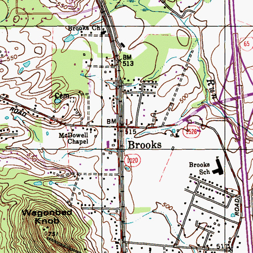 Topographic Map of Brooks, KY