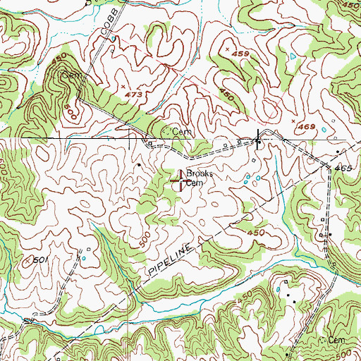 Topographic Map of Brooks Cemetery, KY
