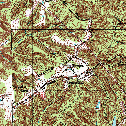 Topographic Map of Brooks Hill, KY