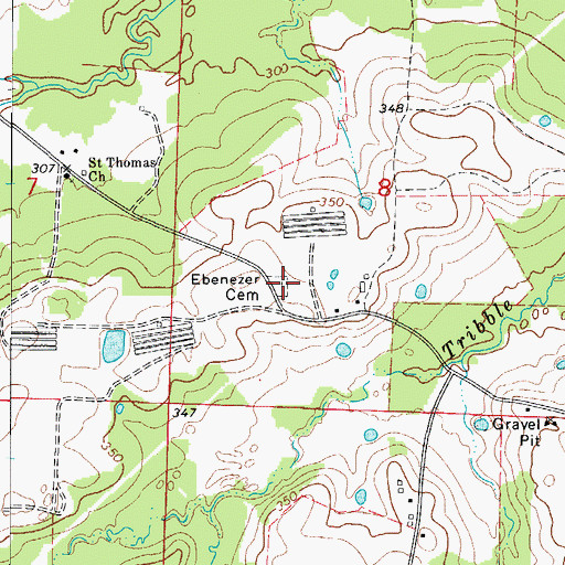Topographic Map of Ebenezer Cemetery, AR