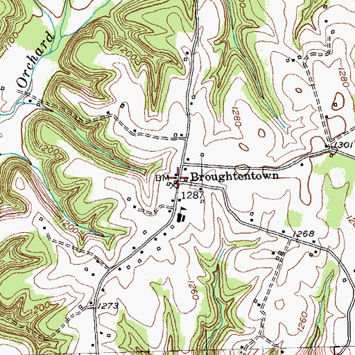 Topographic Map of Broughtentown, KY