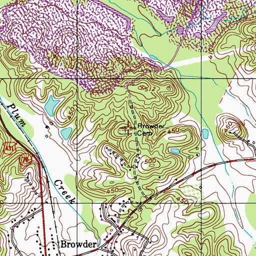 Topographic Map of Browder Cemetery, KY