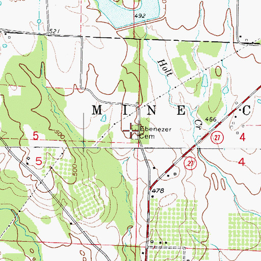 Topographic Map of Ebenezer Cemetery, AR