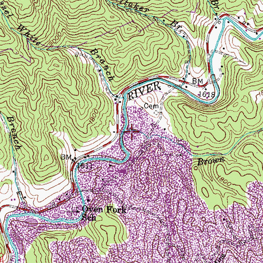 Topographic Map of Brown Branch, KY