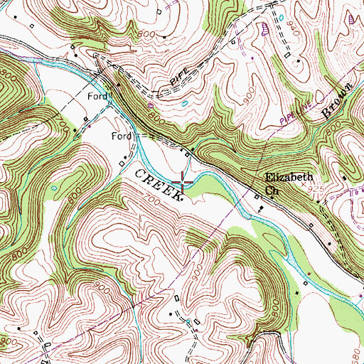 Topographic Map of Brown Branch, KY