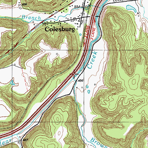 Topographic Map of Brown Branch, KY