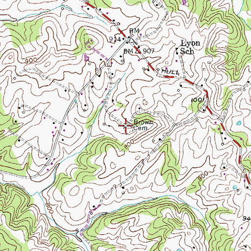 Topographic Map of Brown Cemetery, KY