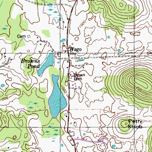Topographic Map of Brown Cemetery, KY