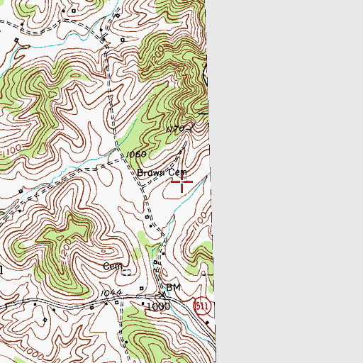 Topographic Map of Brown Cemetery, KY