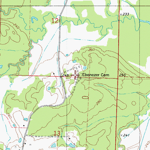 Topographic Map of Ebenezer Cemetery, AR