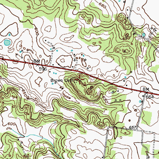 Topographic Map of Brown Cemetery, KY
