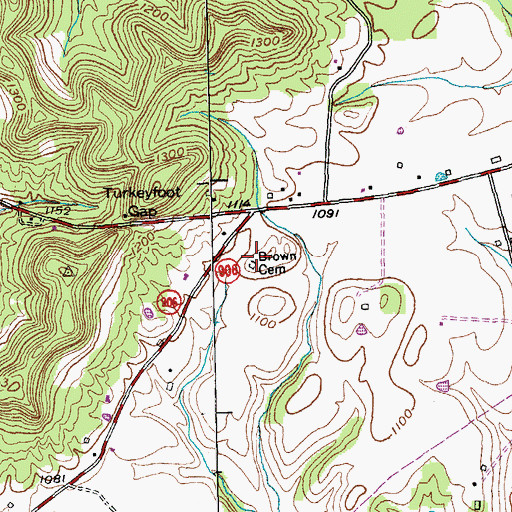 Topographic Map of Brown Cemetery, KY