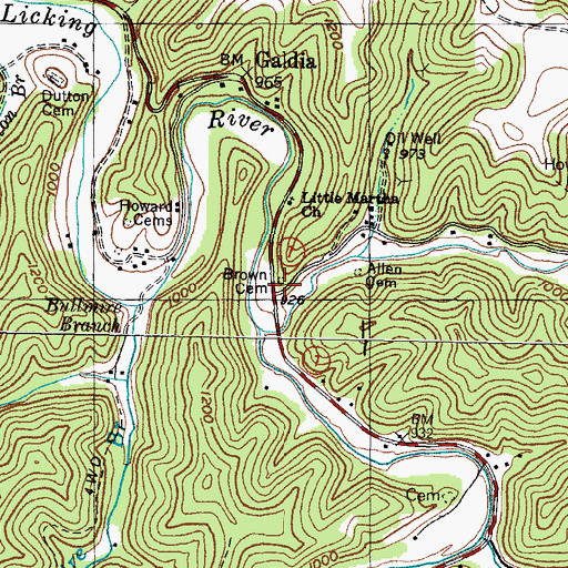 Topographic Map of Brown Cemetery, KY