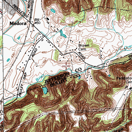 Topographic Map of Brown Cemetery, KY