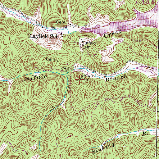 Topographic Map of Brown Cemetery, KY