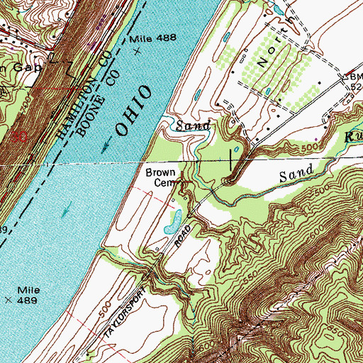 Topographic Map of Brown Cemetery, KY