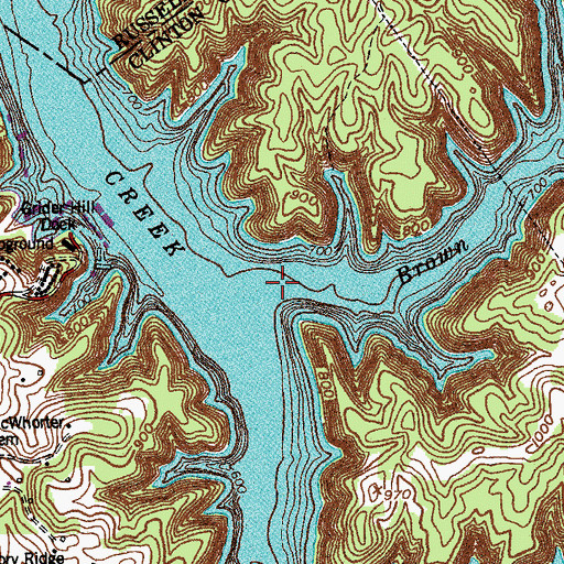 Topographic Map of Brown Creek, KY