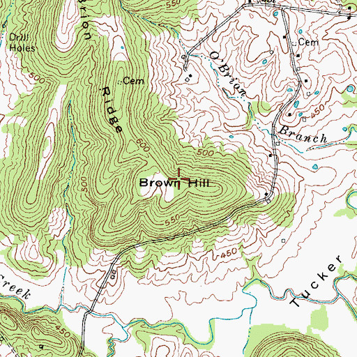 Topographic Map of Brown Hill, KY