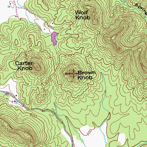 Topographic Map of Brown Knob, KY