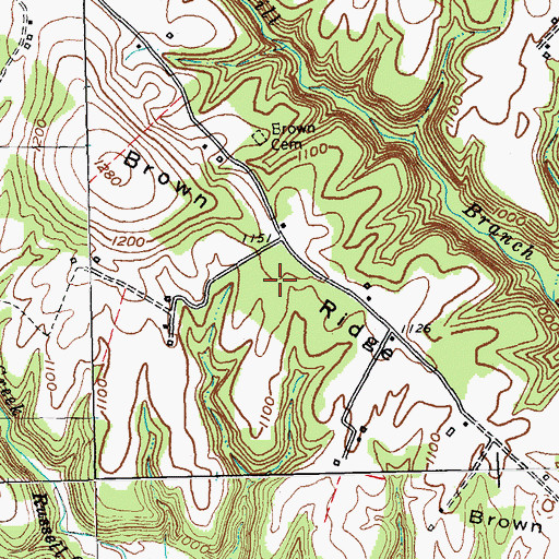 Topographic Map of Brown Ridge, KY