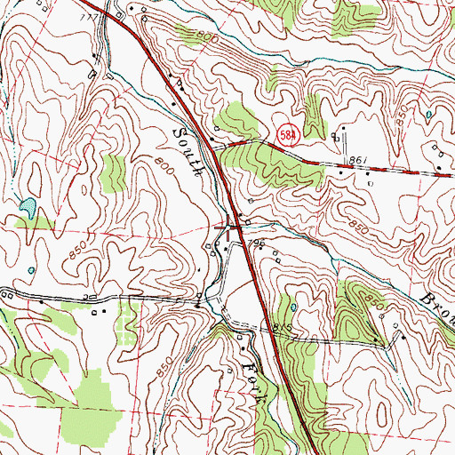Topographic Map of Brownfield Creek, KY