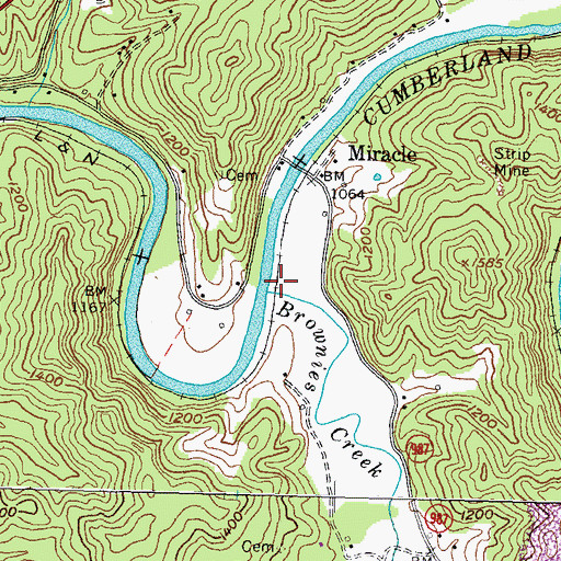 Topographic Map of Brownies Creek, KY