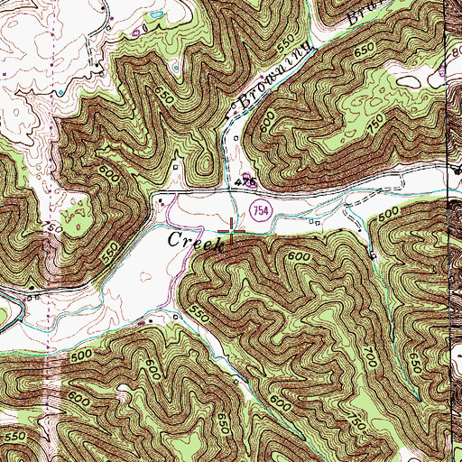 Topographic Map of Browning Branch, KY