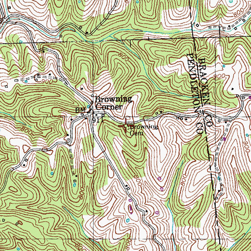 Topographic Map of Browning Cemetery, KY