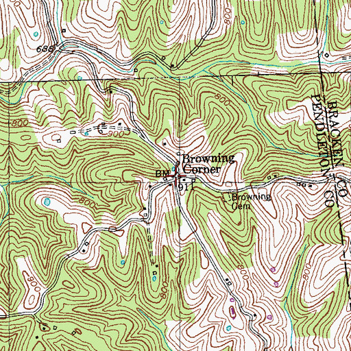 Topographic Map of Browning Corner, KY