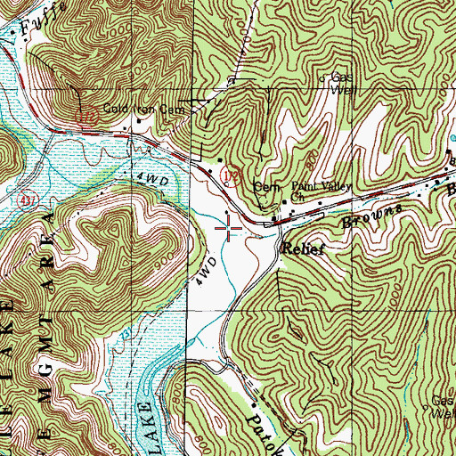 Topographic Map of Browns Branch, KY