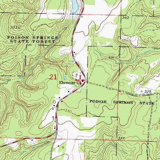 Topographic Map of Ebenezer Church, AR