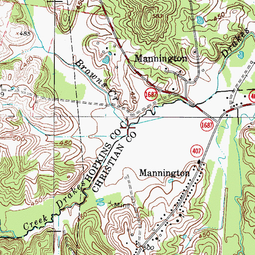 Topographic Map of Browns Creek, KY