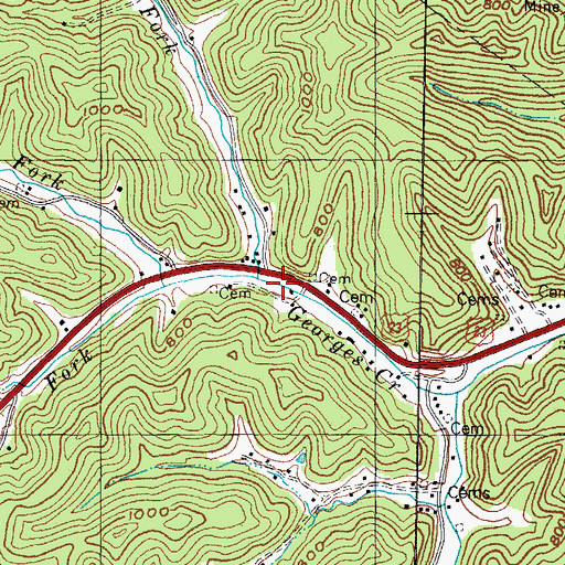 Topographic Map of Browns Fork, KY