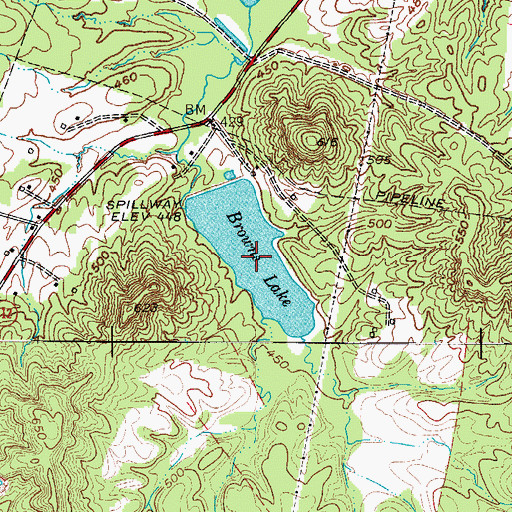 Topographic Map of Browns Lake, KY