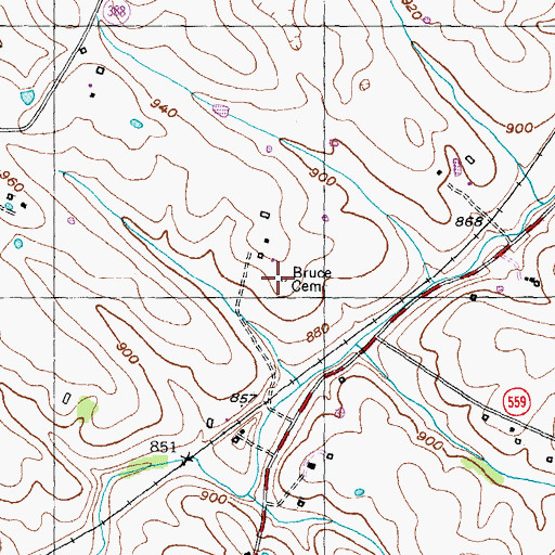 Topographic Map of Bruce Cemetery, KY