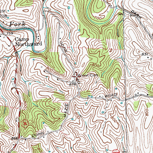 Topographic Map of Bruce Cemetery, KY