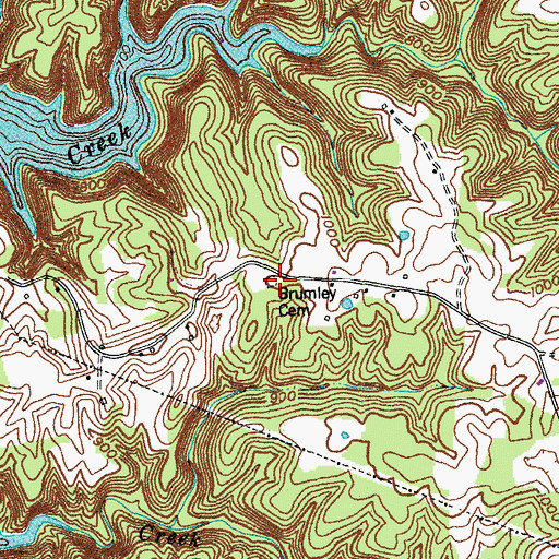 Topographic Map of Brumley Cemetery, KY