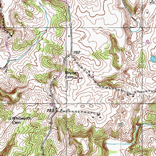 Topographic Map of Bruner Cemetery, KY