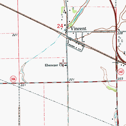 Topographic Map of Ebenezer Church, AR