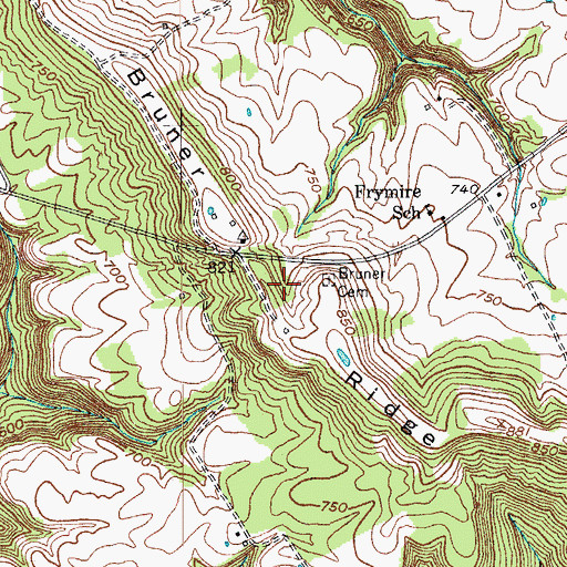 Topographic Map of Bruner Ridge, KY