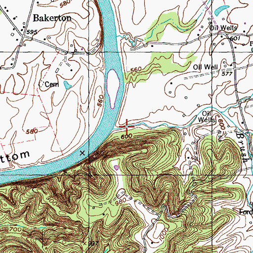 Topographic Map of Brush Creek, KY