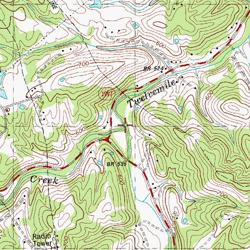 Topographic Map of Brush Creek, KY