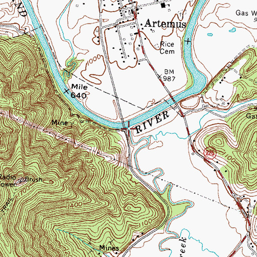 Topographic Map of Brush Creek, KY