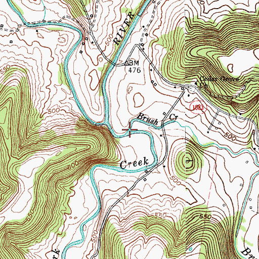 Topographic Map of Brush Creek, KY