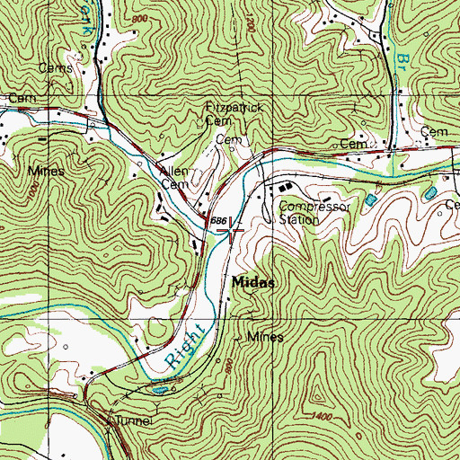 Topographic Map of Brush Creek, KY