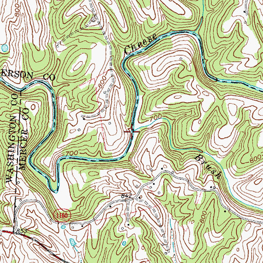 Topographic Map of Brush Creek, KY
