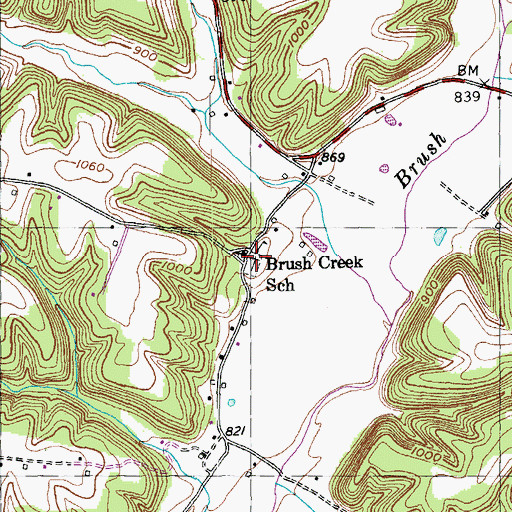 Topographic Map of Brush Creek School, KY